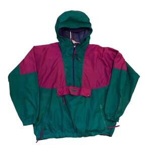 Columbia Windbreaker Jacket 90s Vintage Women XL Extra Large Pink Purple Green